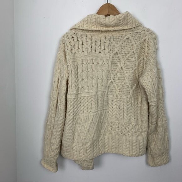 Carraig Donn Irish Chunky Collared Aran Cable Knit Sweater - Picture 7 of 11